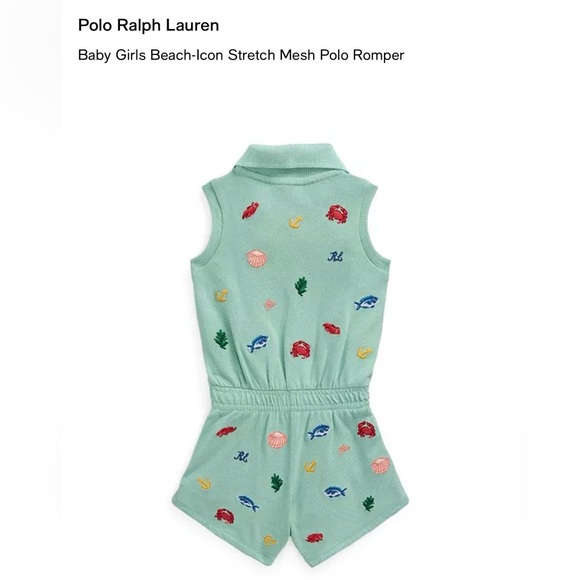 Polo Ralph Lauren Green Romper with Sea Life Embroidery - Picture 2 of 5